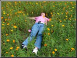 Cynthia in the flowers.
